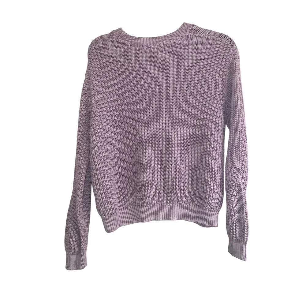 ✨Marine Layer Ramona Pointelle Accent Cotton Crewneck Purple Sz Small Sweater✨